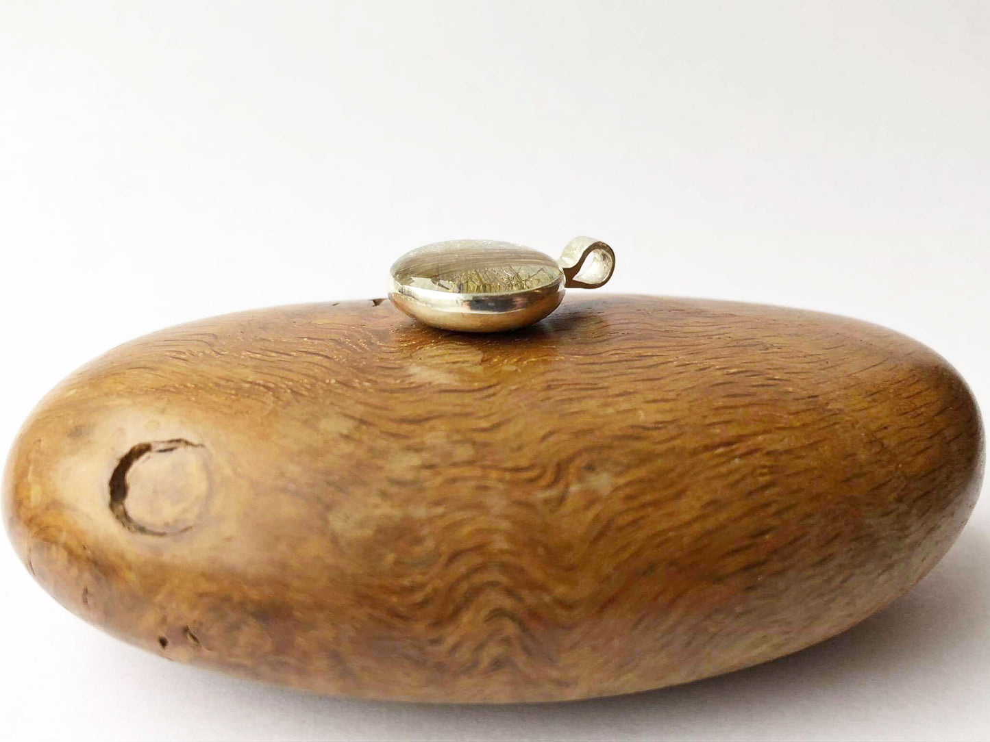 Medium hand cast sterling silver round pendant