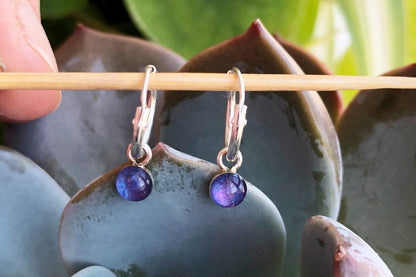 Sterling silver drop hoop earrings