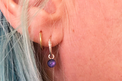 Sterling silver drop hoop earrings