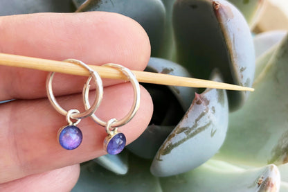 Sterling silver drop hoop earrings