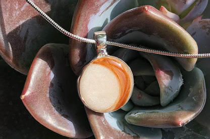 Medium hand cast sterling silver round pendant