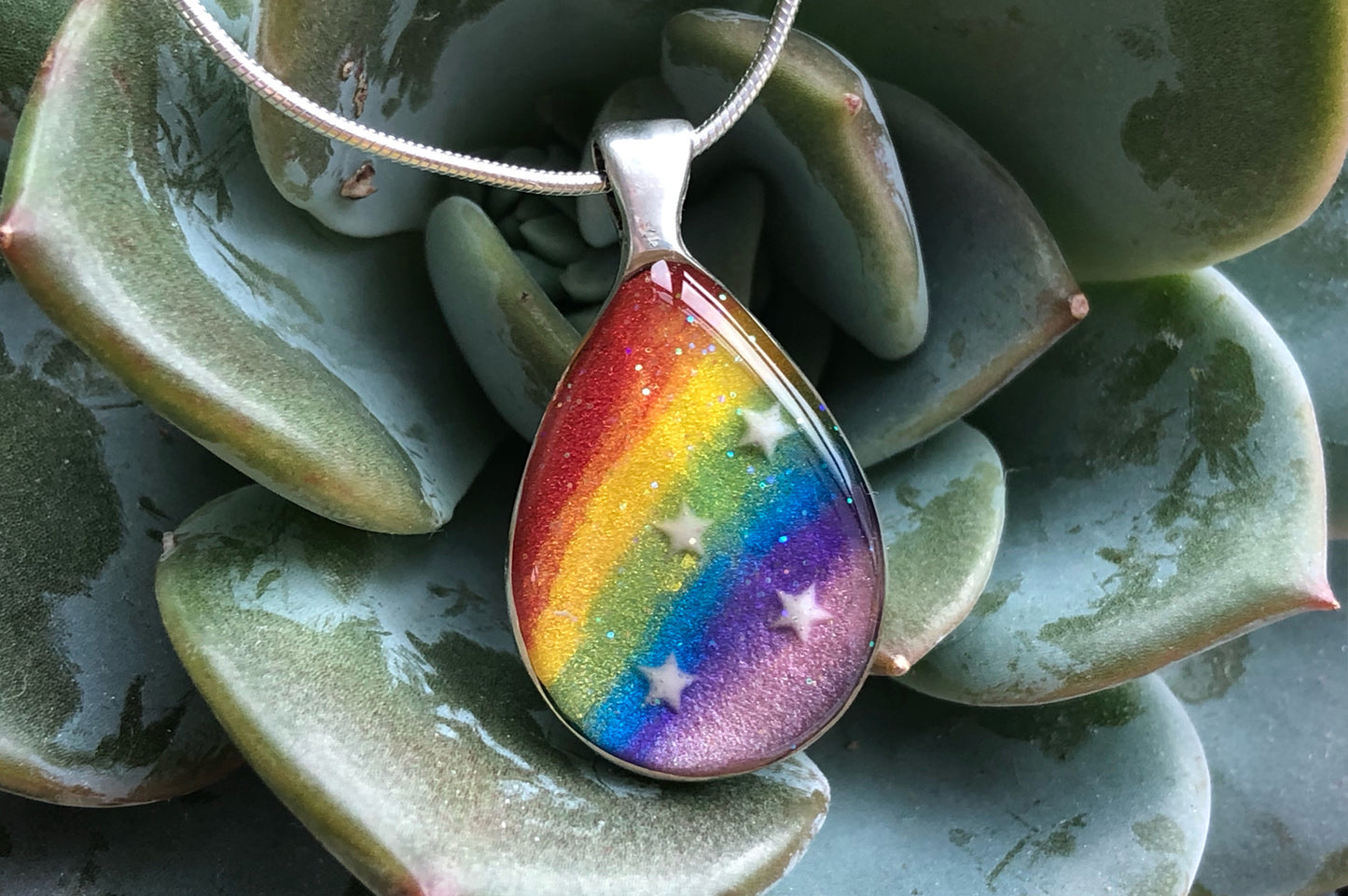 Hand cast rainbow pendant