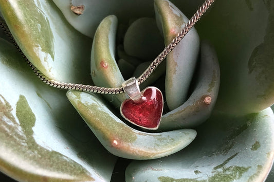 Small hand cast sterling silver heart pendant