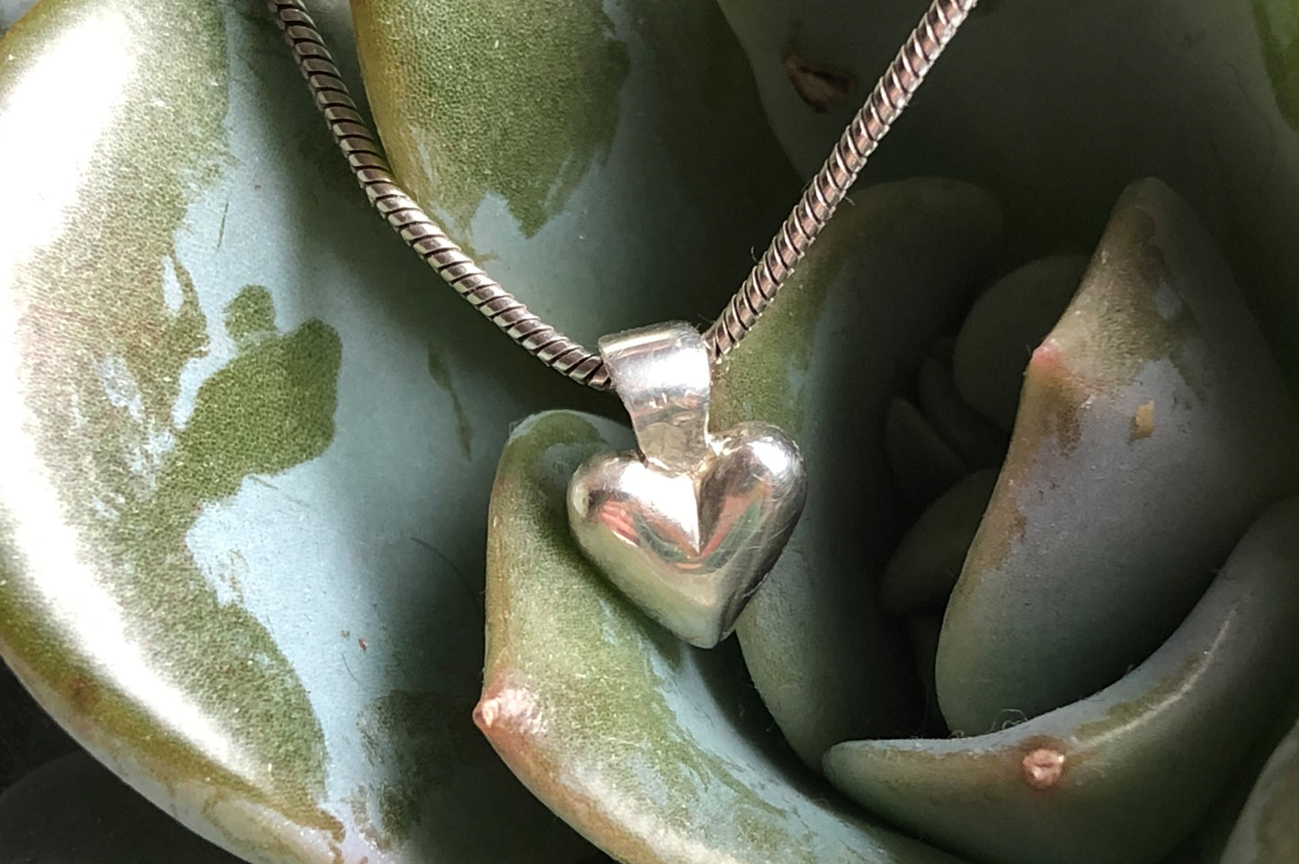 Small hand cast solid sterling silver heart pendant